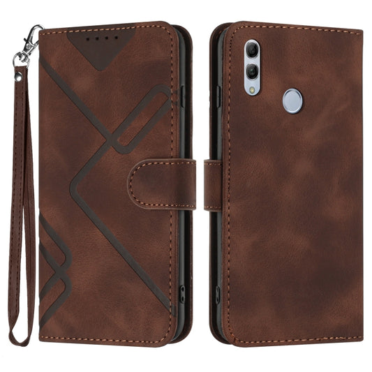 For Honor 10 Lite Line Pattern Skin Feel Leather Phone Case(Coffee) - Honor Cases by buy2fix | Online Shopping UK | buy2fix