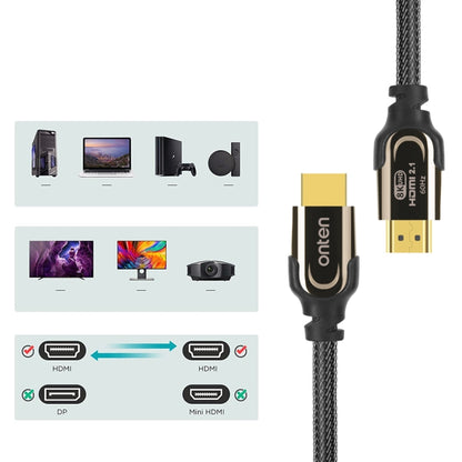 Onten HD180 HDMI 2.1 Version 8K HD Audio Cable, Length:2m(Black) - Cable by Onten | Online Shopping UK | buy2fix