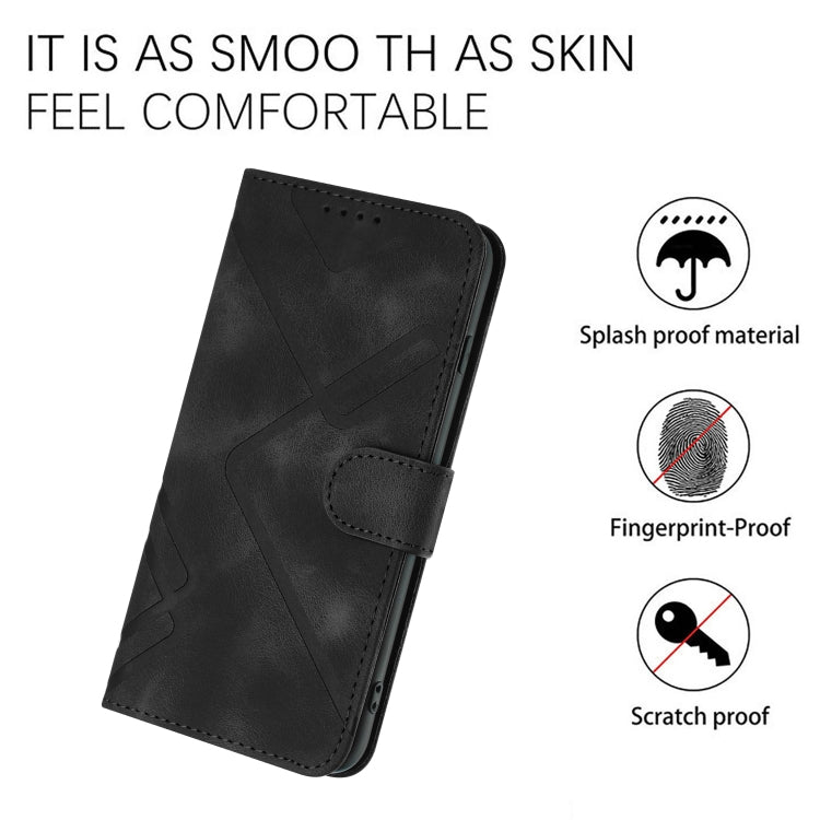 For Samsung Galaxy A8 2018 Line Pattern Skin Feel Leather Phone Case(Black) - Galaxy Phone Cases by buy2fix | Online Shopping UK | buy2fix