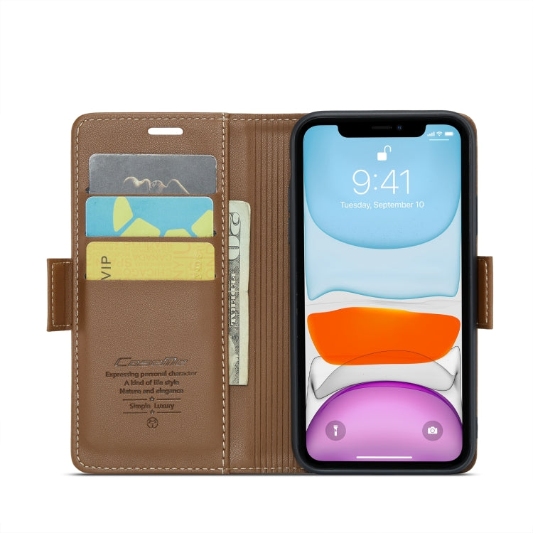 For iPhone 11 CaseMe 023 Butterfly Buckle Litchi Texture RFID Anti-theft Leather Phone Case(Brown) - iPhone 11 Cases by CaseMe | Online Shopping UK | buy2fix