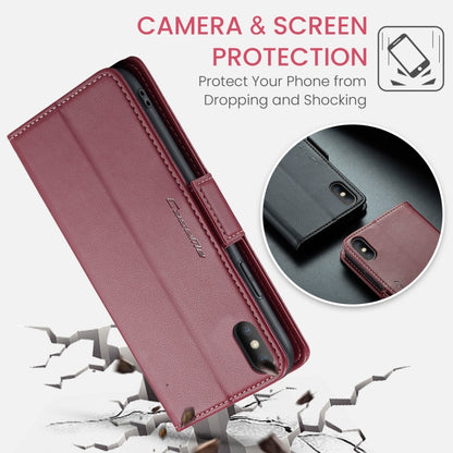 For iPhone XS Max CaseMe 023 Butterfly Buckle Litchi Texture RFID Anti-theft Leather Phone Case(Wine Red) - More iPhone Cases by CaseMe | Online Shopping UK | buy2fix