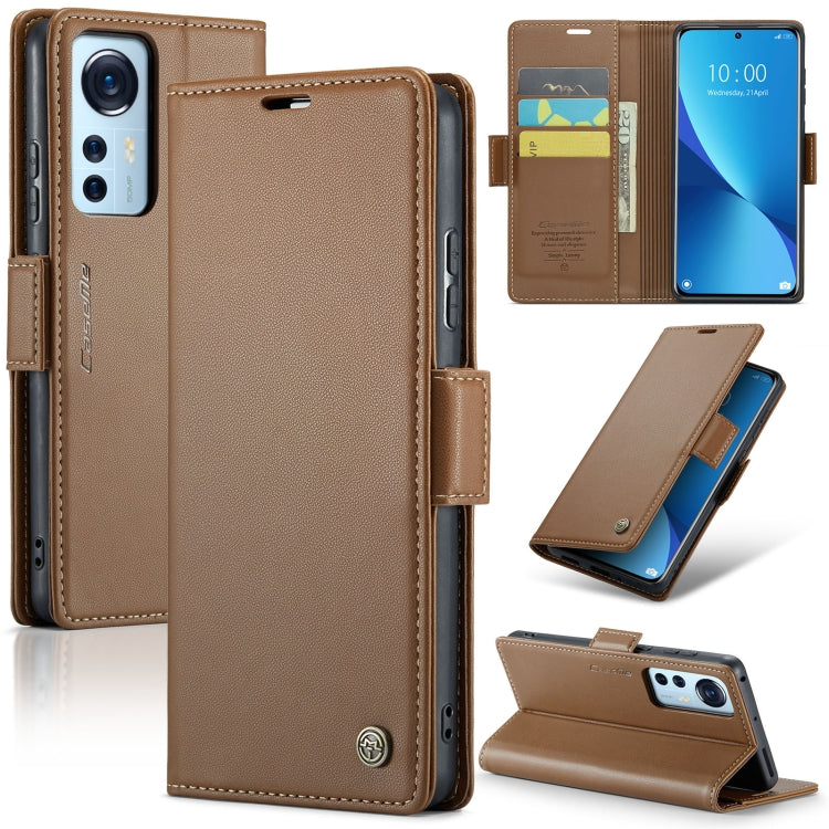 For Xiaomi 12 / 12X / 12S CaseMe 023 Butterfly Buckle Litchi Texture RFID Anti-theft Leather Phone Case(Brown) - 12 Cases by CaseMe | Online Shopping UK | buy2fix