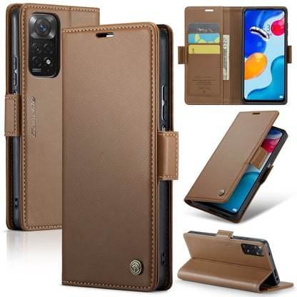 For Xiaomi Redmi Note 11 4G Global/Note 11S Global CaseMe 023 Butterfly Buckle Litchi Texture RFID Anti-theft Leather Phone Case(Brown) - Xiaomi Cases by CaseMe | Online Shopping UK | buy2fix