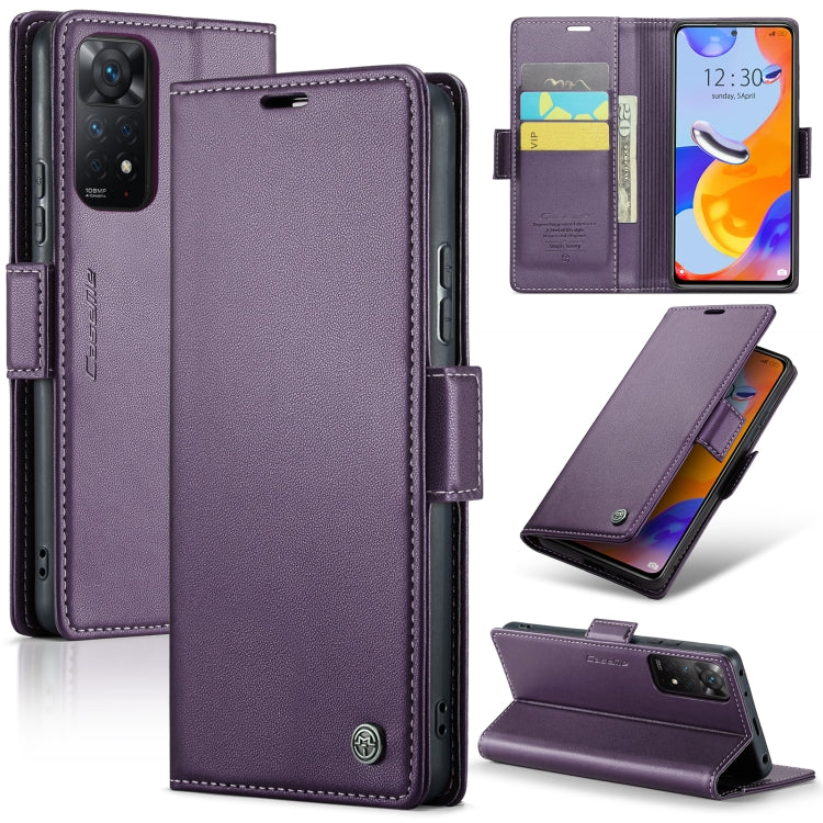 CaseMe 023 Butterfly Buckle Litchi Texture RFID Anti-theft Leather Phone Case For Xiaomi Redmi Note 11 Pro 5G Global/Redmi Note 11 Pro Global(Pearly Purple) - Redmi Note 11 Pro Case by CaseMe | Online Shopping UK | buy2fix