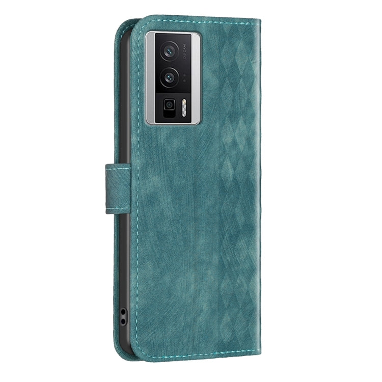 For Xiaomi Redmi K60 / K60 Pro Plaid Embossed Leather Phone Case(Green) - Redmi K60 Cases by buy2fix | Online Shopping UK | buy2fix
