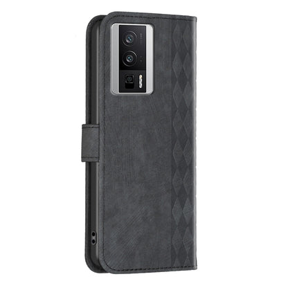 For Xiaomi Redmi K60 / K60 Pro Plaid Embossed Leather Phone Case(Black) - Redmi K60 Cases by buy2fix | Online Shopping UK | buy2fix