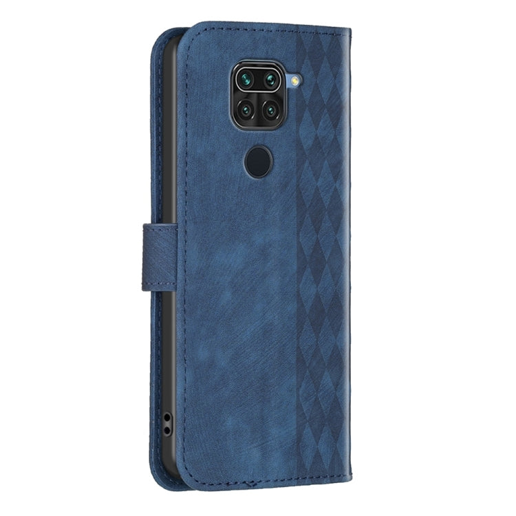 For Xiaomi Redmi Note 9 Plaid Embossed Leather Phone Case(Blue) - Xiaomi Cases by buy2fix | Online Shopping UK | buy2fix