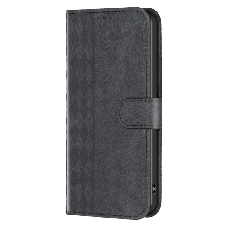 For Xiaomi Redmi Note 12 4G Global Plaid Embossed Leather Phone Case(Black) - Note 12 Cases by buy2fix | Online Shopping UK | buy2fix