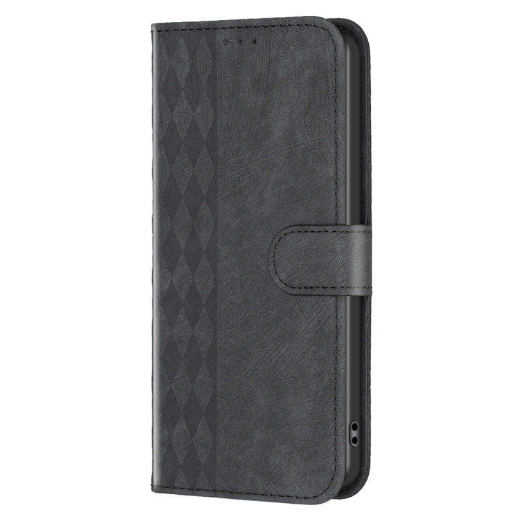 For Xiaomi Poco F5 5G / Redmi Note 12 Turbo Plaid Embossed Leather Phone Case(Black) - Xiaomi Cases by buy2fix | Online Shopping UK | buy2fix