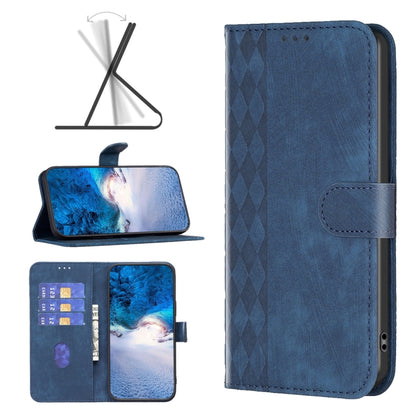 For Xiaomi Redmi 12 4G Plaid Embossed Leather Phone Case(Blue) - Xiaomi Cases by buy2fix | Online Shopping UK | buy2fix