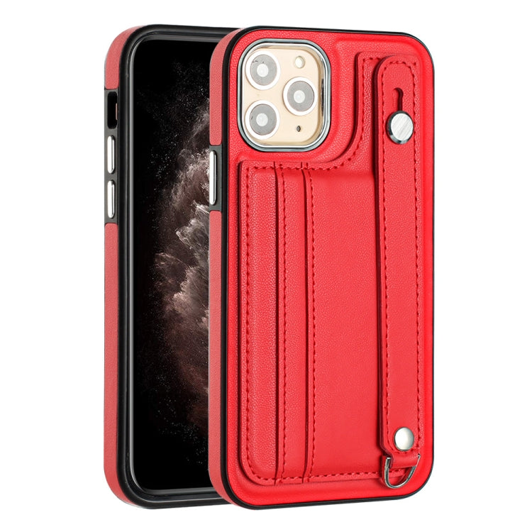 For iPhone 11 Pro Shockproof Leather Phone Case with Wrist Strap(Red) - iPhone 11 Pro Cases by buy2fix | Online Shopping UK | buy2fix