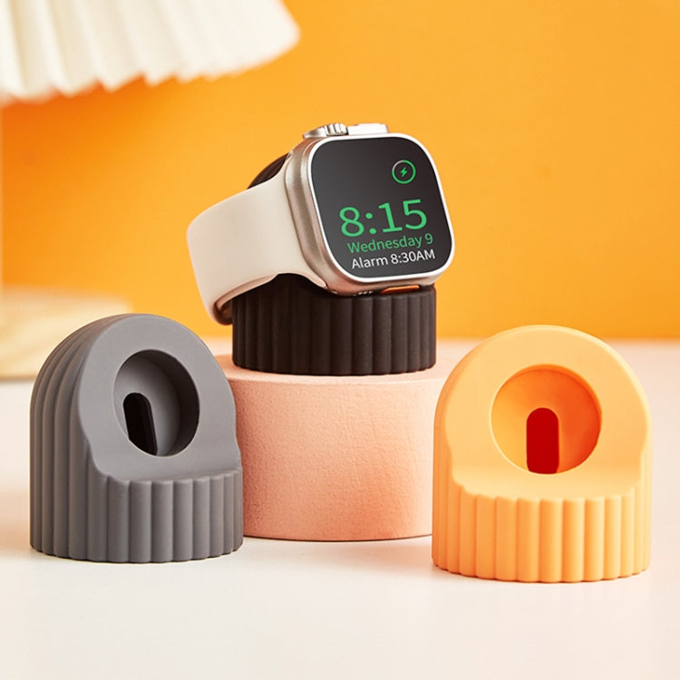 For Apple Watch Wave Pattern Silicone Watch Charging Stand(Grey) - Charger / Holder by buy2fix | Online Shopping UK | buy2fix