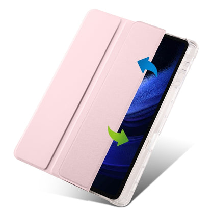 For Xiaomi Pad 6 / 6 Pro 3-fold Clear TPU Smart Leather Tablet Case with Pen Slot(Sand Pink) -  by buy2fix | Online Shopping UK | buy2fix