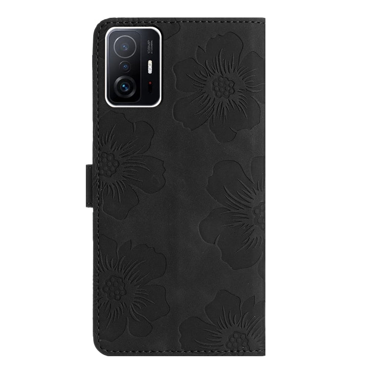 For Xiaomi 11T / 11T Pro Flower Embossing Pattern Leather Phone Case(Black) - Xiaomi Cases by buy2fix | Online Shopping UK | buy2fix