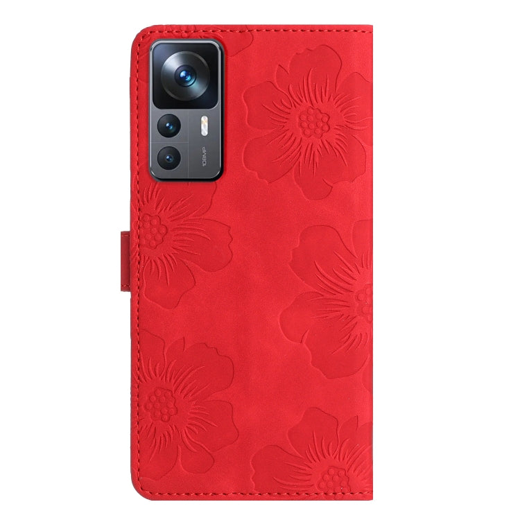 For Xiaomi 12T  / 12T Pro Flower Embossing Pattern Leather Phone Case(Red) - Xiaomi Cases by buy2fix | Online Shopping UK | buy2fix