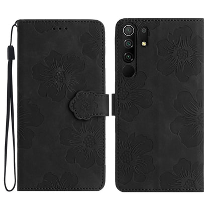 For Xiaomi Redmi 9 Flower Embossing Pattern Leather Phone Case(Black) - Xiaomi Cases by buy2fix | Online Shopping UK | buy2fix