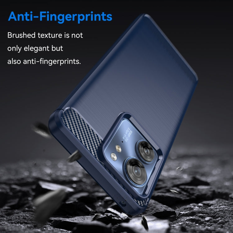 For Motorola Edge 40 Brushed Texture Carbon Fiber TPU Phone Case(Blue) - Motorola Cases by buy2fix | Online Shopping UK | buy2fix