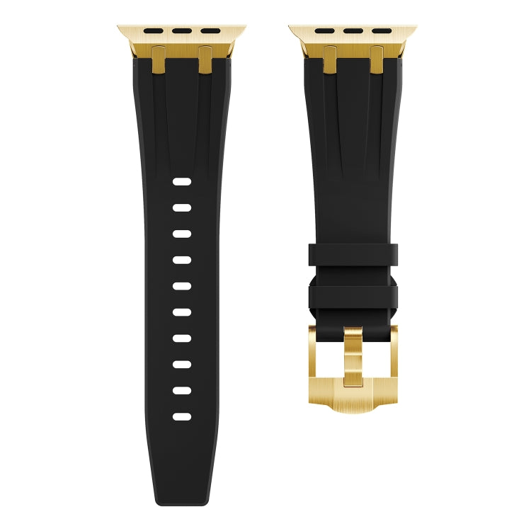 AP Silicone Watch Band For Apple Watch 3 42mm(Gold Black) - Watch Bands by buy2fix | Online Shopping UK | buy2fix