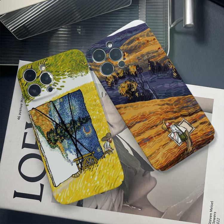 For iPhone 14 Precise Hole Oil Painting Pattern PC Phone Case(Train) - iPhone 14 Cases by buy2fix | Online Shopping UK | buy2fix