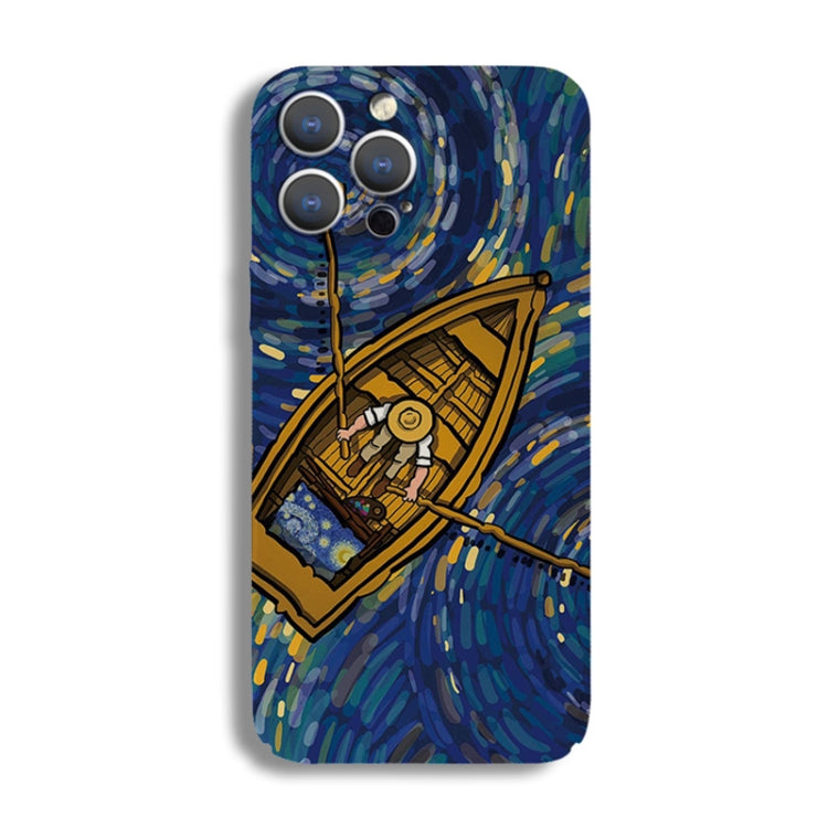 For iPhone 14 Pro Max Precise Hole Oil Painting Pattern PC Phone Case(Boating) - iPhone 14 Pro Max Cases by buy2fix | Online Shopping UK | buy2fix