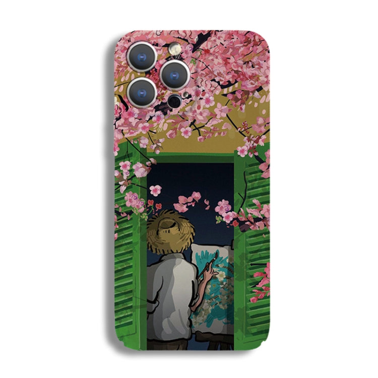 For iPhone 11 Pro Max Precise Hole Oil Painting Pattern PC Phone Case(Peach Blossom) - iPhone 11 Pro Max Cases by buy2fix | Online Shopping UK | buy2fix