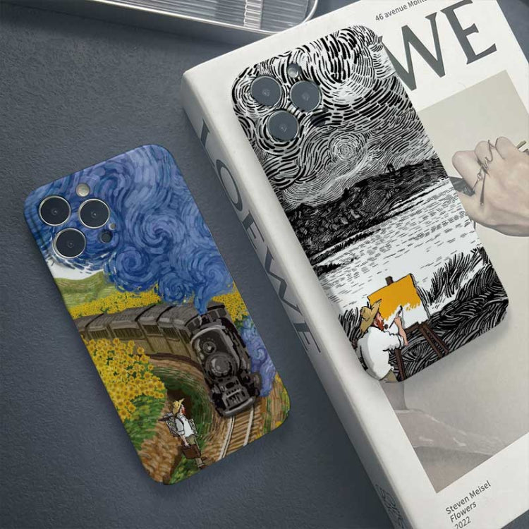 For iPhone SE 2022 / 2020 / 8 / 7 Precise Hole Oil Painting Pattern PC Phone Case(Train) - iPhone SE 2022 / 2020 / 8 / 7 Cases by buy2fix | Online Shopping UK | buy2fix
