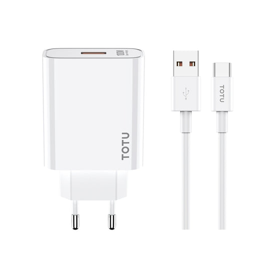 TOTU W123 100W USB Port Travel Charger with USB to USB -C / Type-C Data Cable Set, Specification:EU Plug(White) - USB Charger by TOTUDESIGN | Online Shopping UK | buy2fix