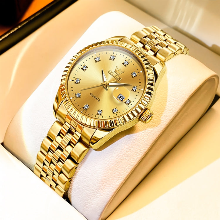 OLEVS 5526 Women Diamond Set Luminous Waterproof Quartz Watch(Gold) - Metal Strap Watches by OLEVS | Online Shopping UK | buy2fix