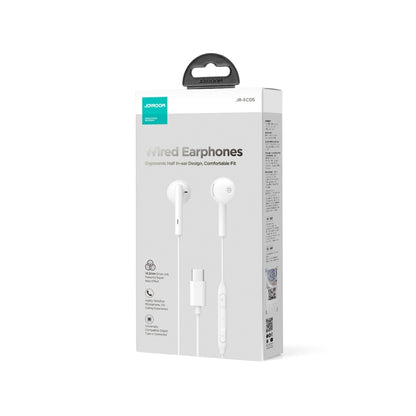 JOYRO0M JR-EC05 Type-C Half In-Ear Wired Earphone, Length: 1.2m(White) - Type-C Earphone by JOYROOM | Online Shopping UK | buy2fix