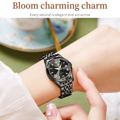 OLEVS 9931 Women Butterfly Buckle Luminous Waterproof Quartz Watch(Black) - Metal Strap Watches by OLEVS | Online Shopping UK | buy2fix
