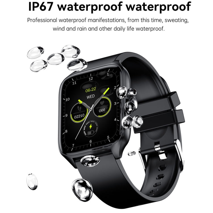 T19 Pro 1.96 inch IP67 Waterproof Silicone Band Smart Watch, Supports Dual-mode Bluetooth Call / Heart Rate Monitoring(Black) - Smart Watches by buy2fix | Online Shopping UK | buy2fix