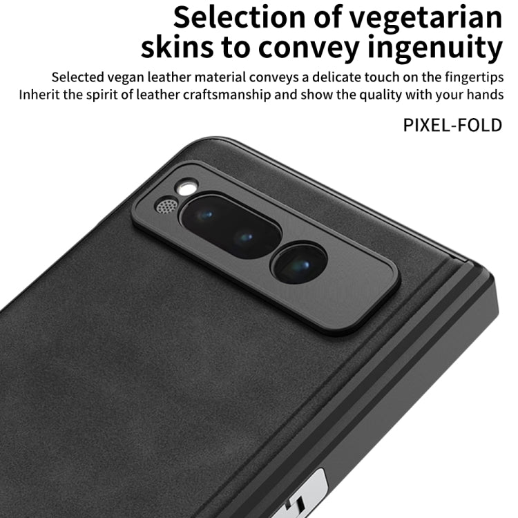 For Google Pixel Fold GKK Integrated Frosted Fold Hinge Leather Phone Case with Holder(Black) - Google Cases by GKK | Online Shopping UK | buy2fix