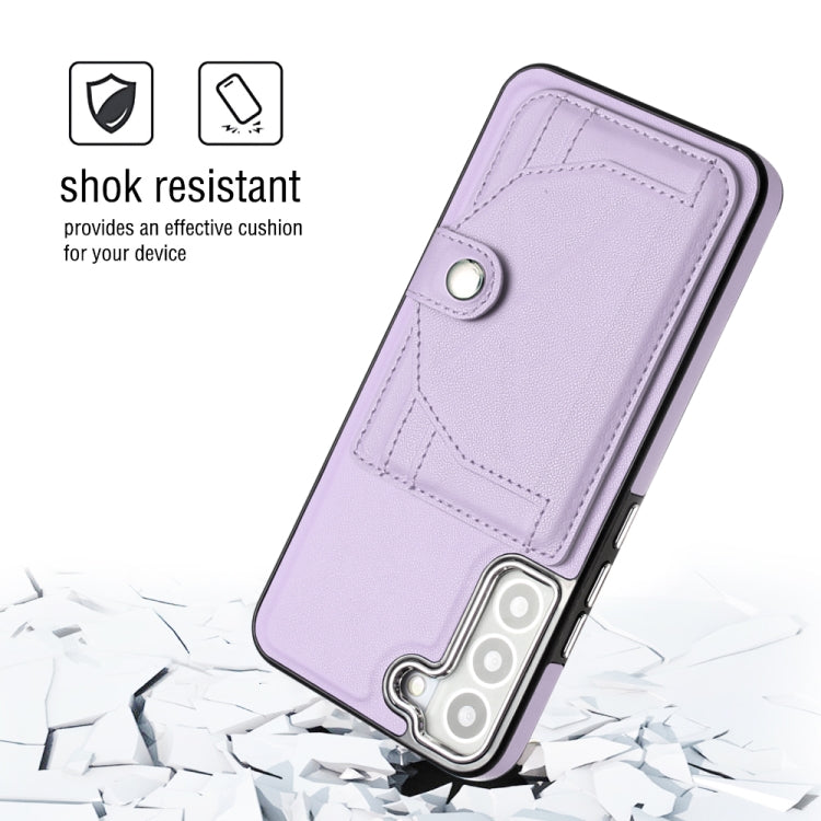 For Samsung Galaxy S22 5G Shockproof Leather Phone Case with Card Holder(Purple) - Galaxy S22 5G Cases by buy2fix | Online Shopping UK | buy2fix