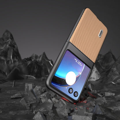 For Motorola Razr 40 Ultra ABEEL Carbon Fiber Texture Protective Phone Case(Yellow) - Motorola Cases by buy2fix | Online Shopping UK | buy2fix
