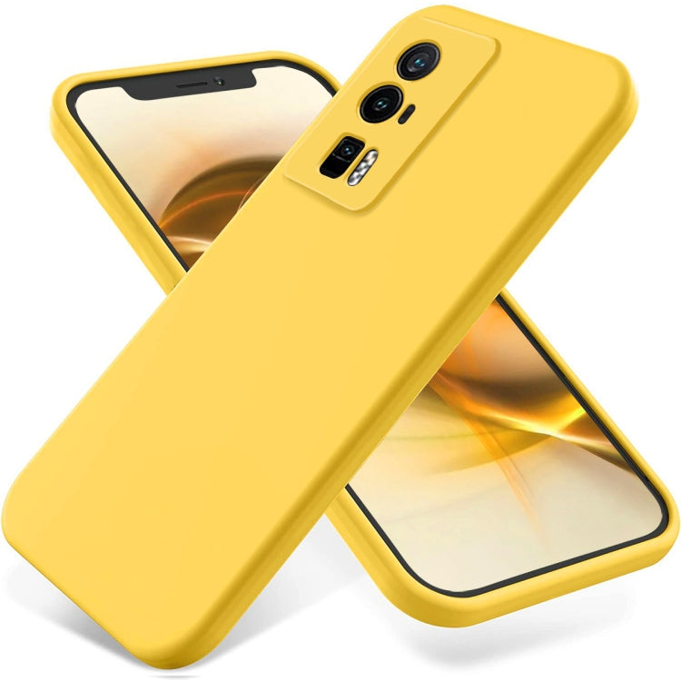 For Xiaomi Poco F5 Pro 5G / Redmi K60 / K60 Pro Pure Color Liquid Silicone Shockproof Phone Case(Yellow) - Xiaomi Cases by buy2fix | Online Shopping UK | buy2fix