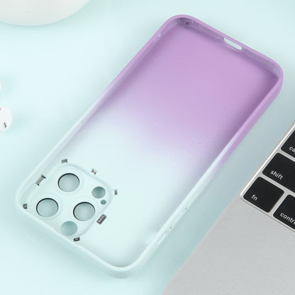 For iPhone 14 Gradient Starry Silicone Phone Case with Lens Film(White Purple) - iPhone 14 Cases by buy2fix | Online Shopping UK | buy2fix