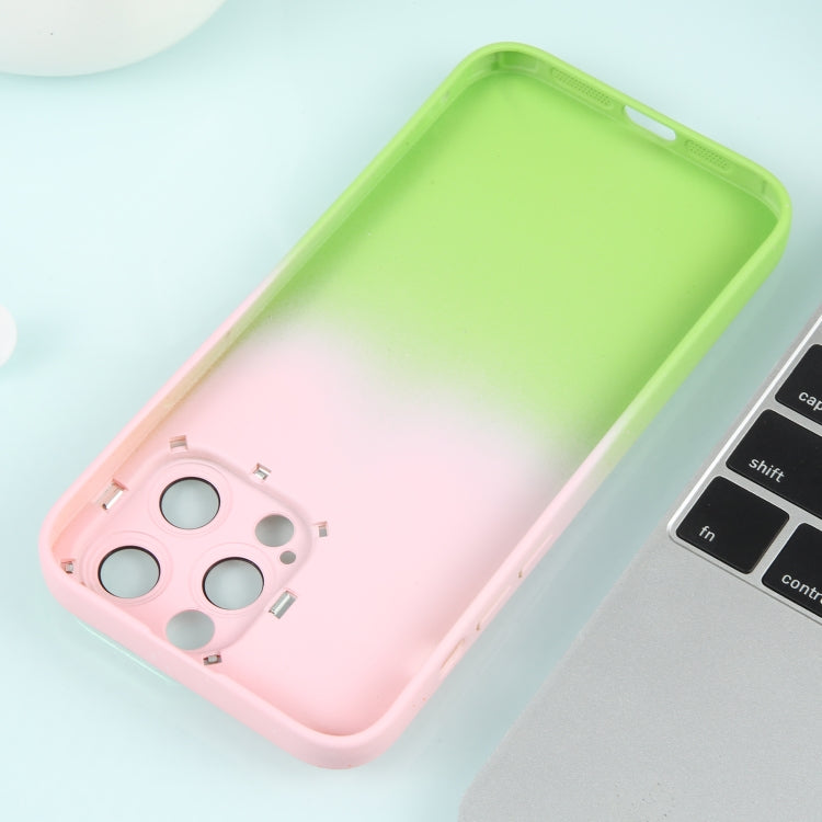 For iPhone 13 Pro Gradient Starry Silicone Phone Case with Lens Film(Pink Green) - iPhone 13 Pro Cases by buy2fix | Online Shopping UK | buy2fix