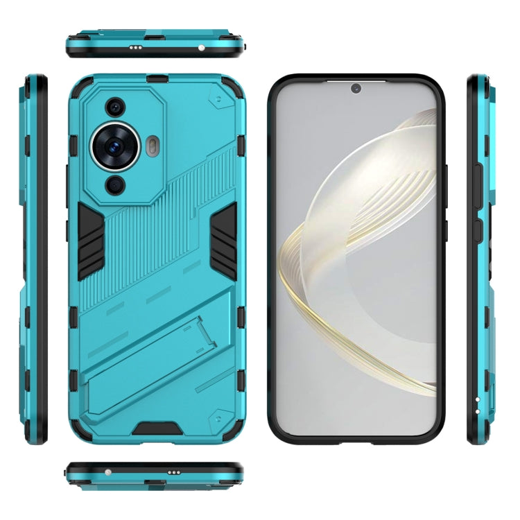 For Huawei nova 11 4G Punk Armor 2 in 1 PC + TPU Phone Case with Holder(Blue) - Huawei Cases by buy2fix | Online Shopping UK | buy2fix