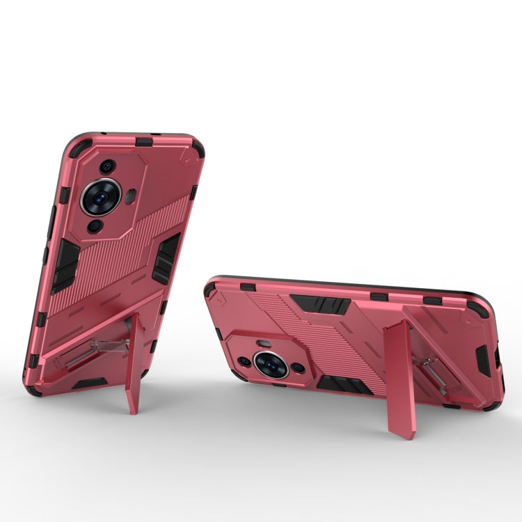 For Huawei nova 11 4G Punk Armor 2 in 1 PC + TPU Phone Case with Holder(Light Red) - Huawei Cases by buy2fix | Online Shopping UK | buy2fix