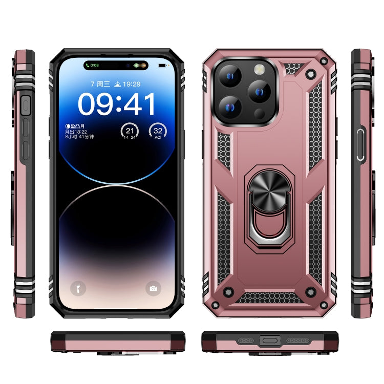 For iPhone 15 Pro Shockproof TPU + PC Phone Case with Holder(Rose Gold) - iPhone 15 Pro Cases by buy2fix | Online Shopping UK | buy2fix