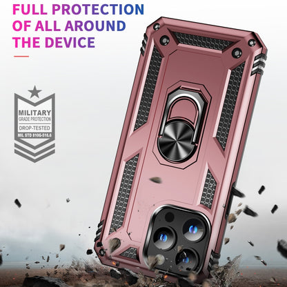 For iPhone 15 Pro Shockproof TPU + PC Phone Case with Holder(Rose Gold) - iPhone 15 Pro Cases by buy2fix | Online Shopping UK | buy2fix