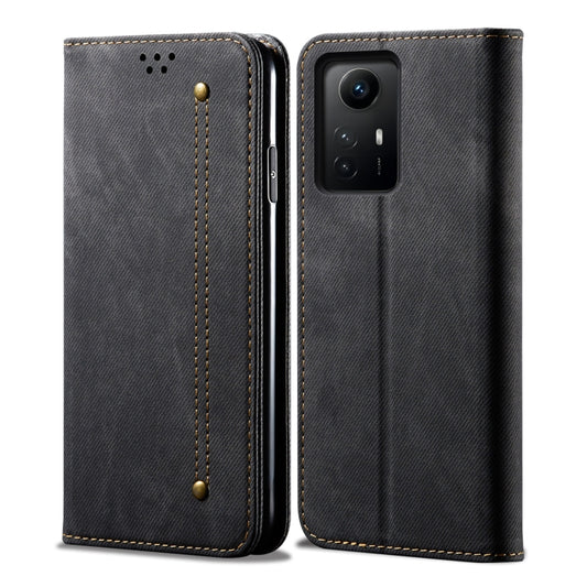For Xiaomi Redmi Note 12S Denim Texture Flip Leather Phone Case(Black) - Xiaomi Cases by buy2fix | Online Shopping UK | buy2fix