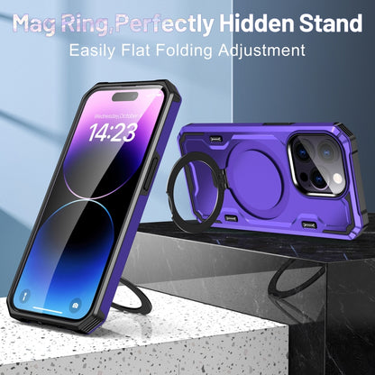 For iPhone 14 Plus Patronus MagSafe Magnetic Holder Phone Case(Purple) - iPhone 14 Plus Cases by buy2fix | Online Shopping UK | buy2fix