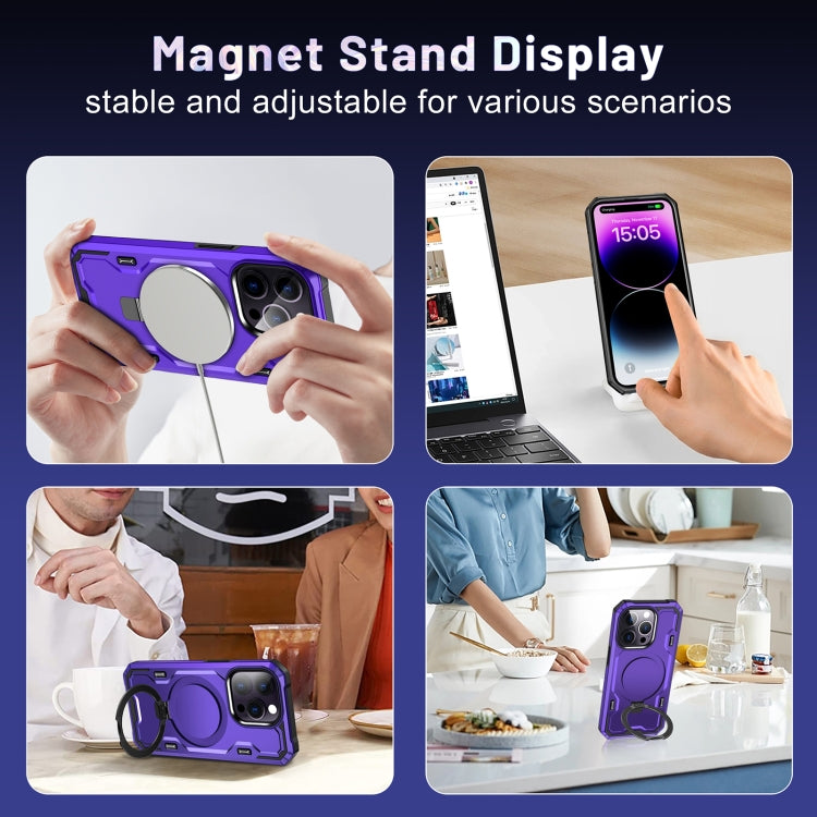 For iPhone 14 Plus Patronus MagSafe Magnetic Holder Phone Case(Purple) - iPhone 14 Plus Cases by buy2fix | Online Shopping UK | buy2fix