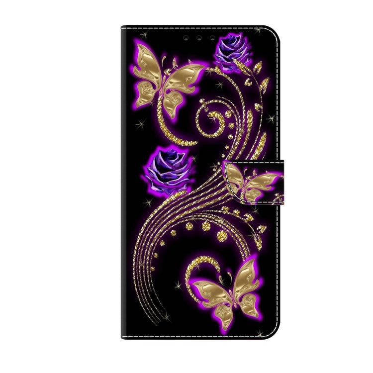 For Xiaomi Redmi 9C Crystal 3D Shockproof Protective Leather Phone Case(Purple Flower Butterfly) - Xiaomi Cases by buy2fix | Online Shopping UK | buy2fix