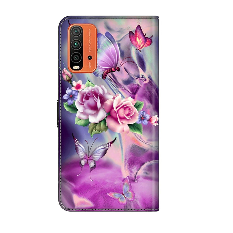 For Xiaomi Redmi 9T Crystal 3D Shockproof Protective Leather Phone Case(Butterfly) - Xiaomi Cases by buy2fix | Online Shopping UK | buy2fix
