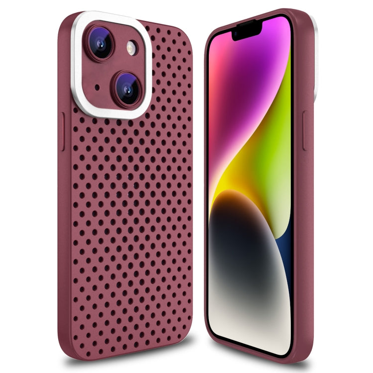 For iPhone 14 Hollow Heat Dissipation TPU Phone Case(Rose Red) - iPhone 14 Cases by buy2fix | Online Shopping UK | buy2fix