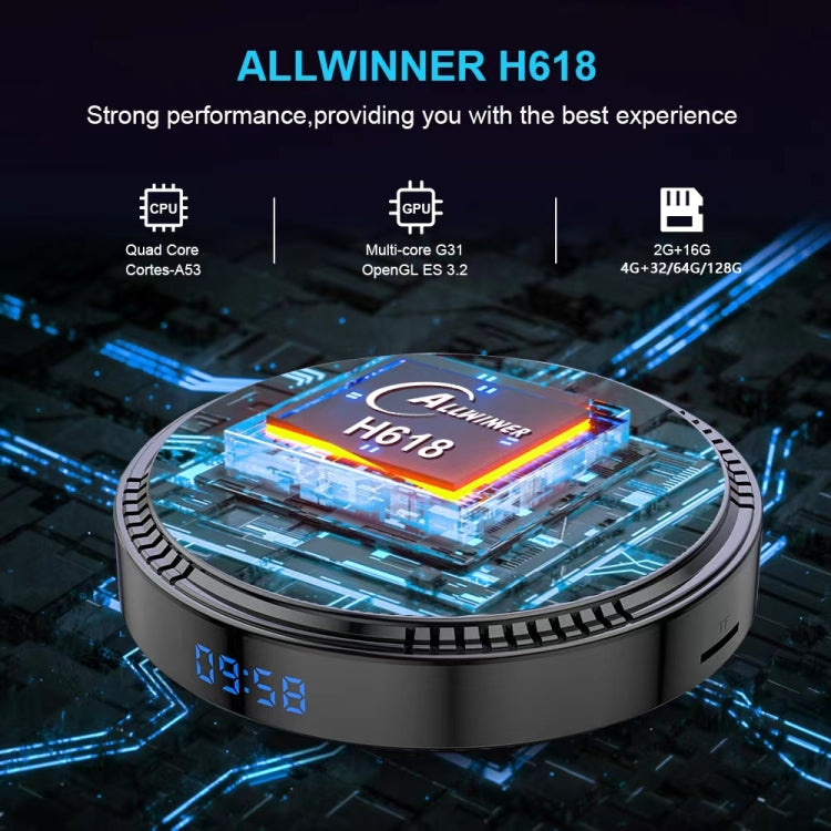 HK1RBOX H8-H618 Android 12.0 Allwinner H618 Quad Core Smart TV Box, Memory:2GB+16GB(UK Plug) - Allwinner H6 by buy2fix | Online Shopping UK | buy2fix