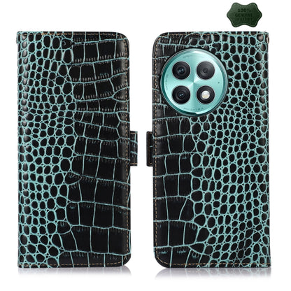 For OnePlus Ace 2 Pro Crocodile Top Layer Cowhide Leather Phone Case(Green) - OnePlus Cases by buy2fix | Online Shopping UK | buy2fix