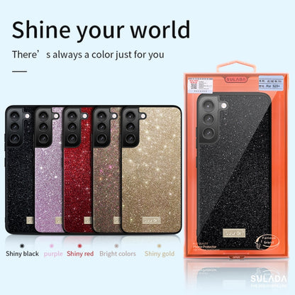 For Samsung Galaxy S23 Ultra 5G SULADA Glittery TPU + Handmade Leather Phone Case(Black) - Galaxy S23 Ultra 5G Cases by SULADA | Online Shopping UK | buy2fix